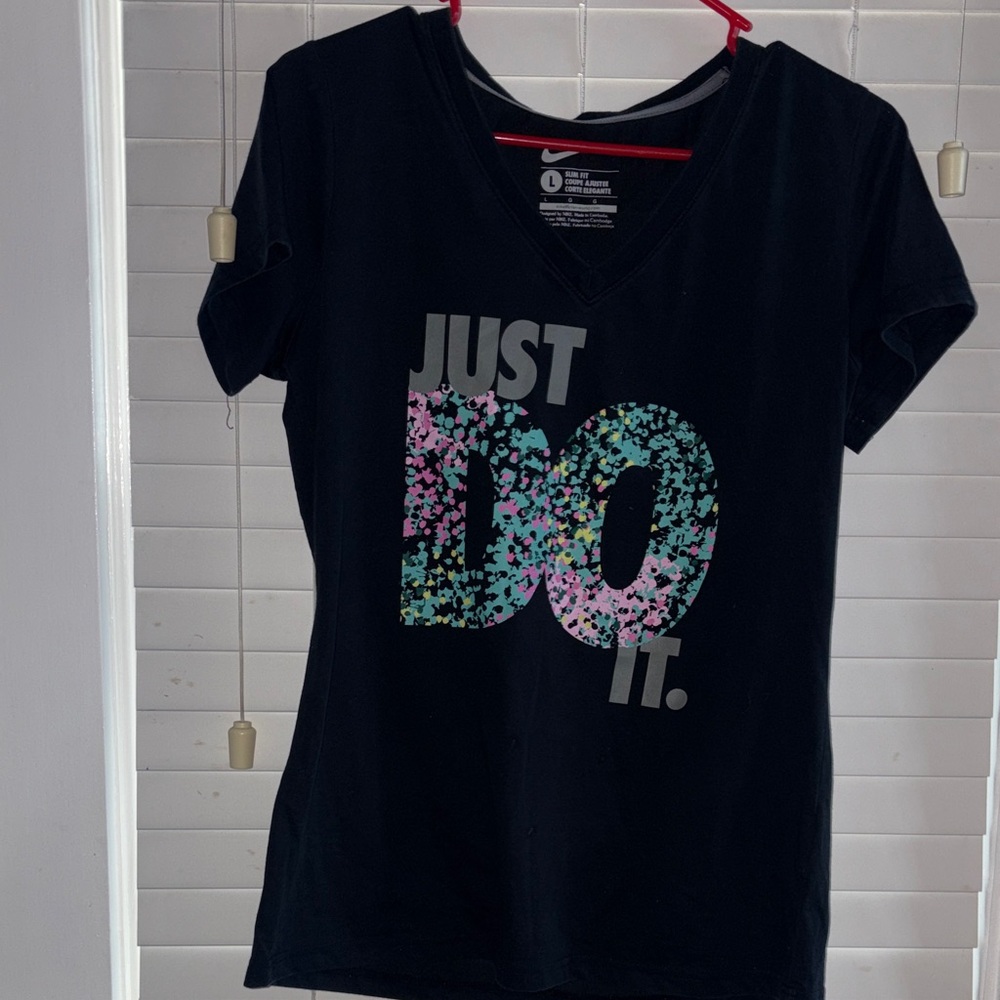 Nike Women's Slim fit Black Tee with Colorful Graphic